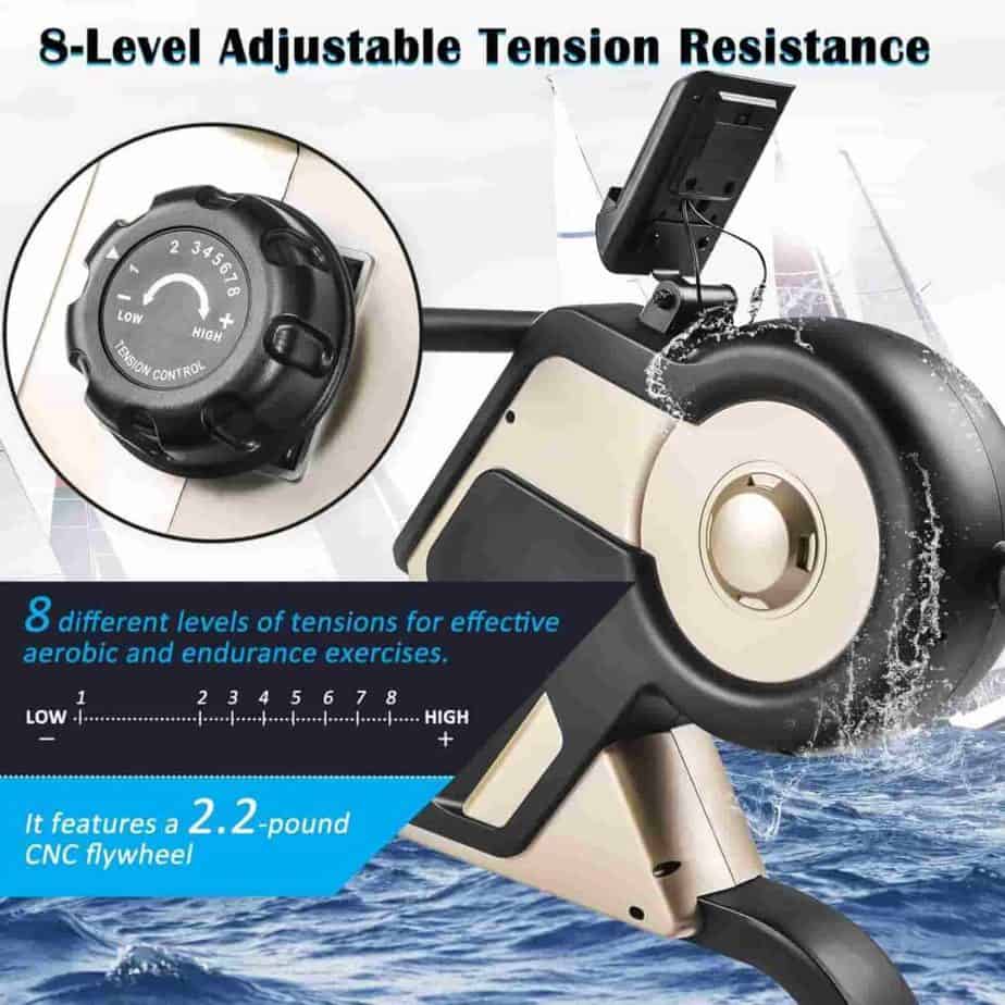 The resistance control Knob of the Merax Silver Magnetic Rowing Machine 