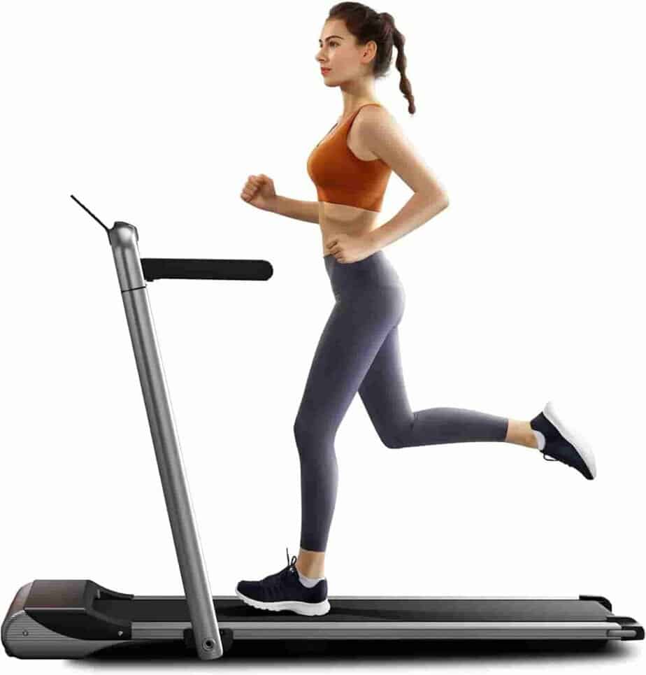 A lady runs on the RHYTHM FUN AIR02 Folding Treadmill