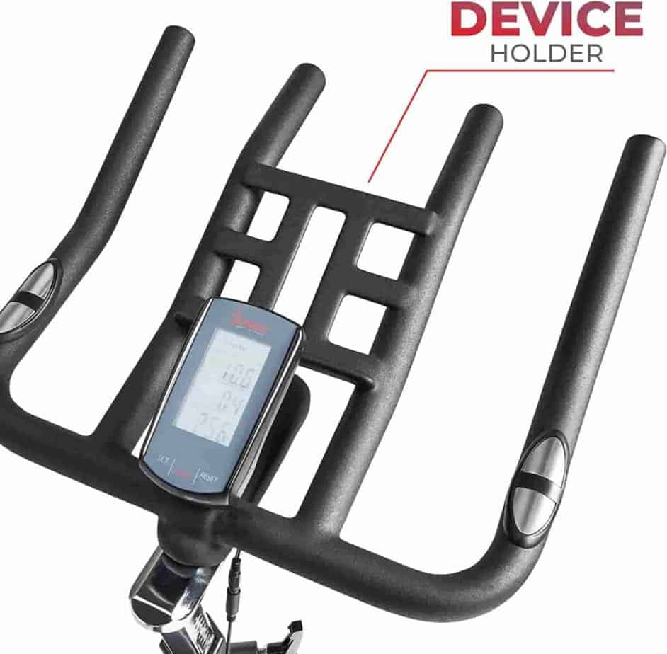 The handlebar and the console of the Sunny Health & Fitness SF-B1805SMART Exercise Bike 