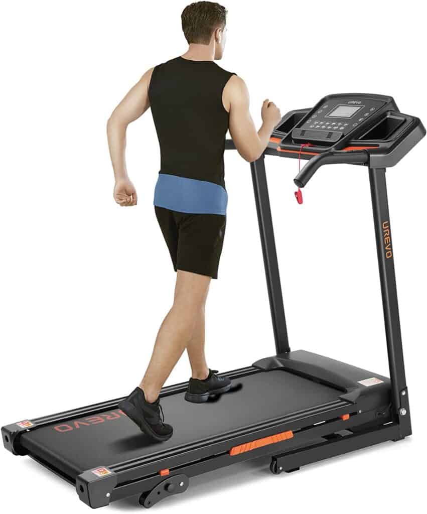 Man walks on the UREVO URTM005 Folding Treadmill