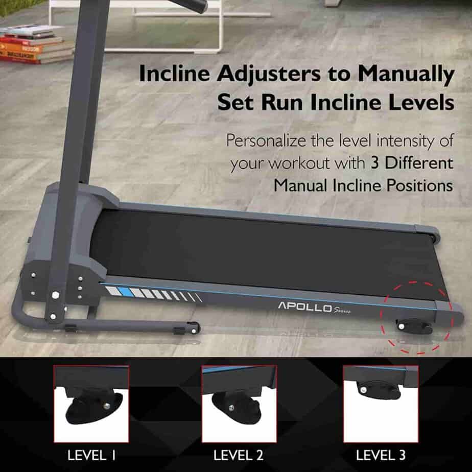 The manual incline of the SereneLife SLFTRD20 Folding Treadmill