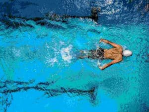 An athlete swims