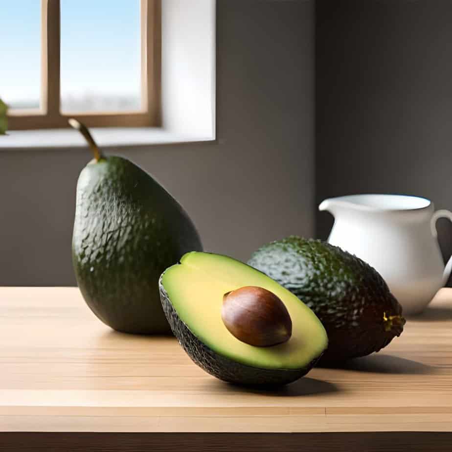 Avocados on a kitchen table
