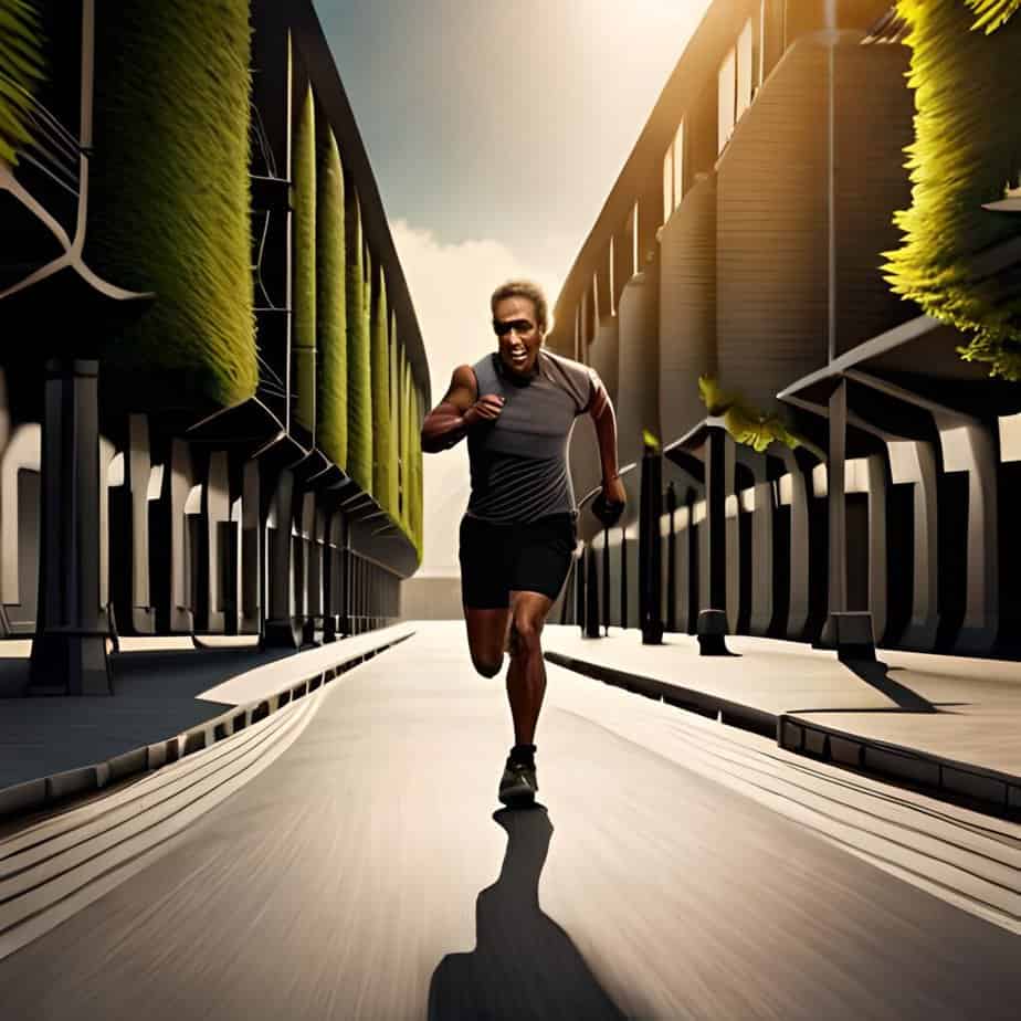 A man sprints on the street