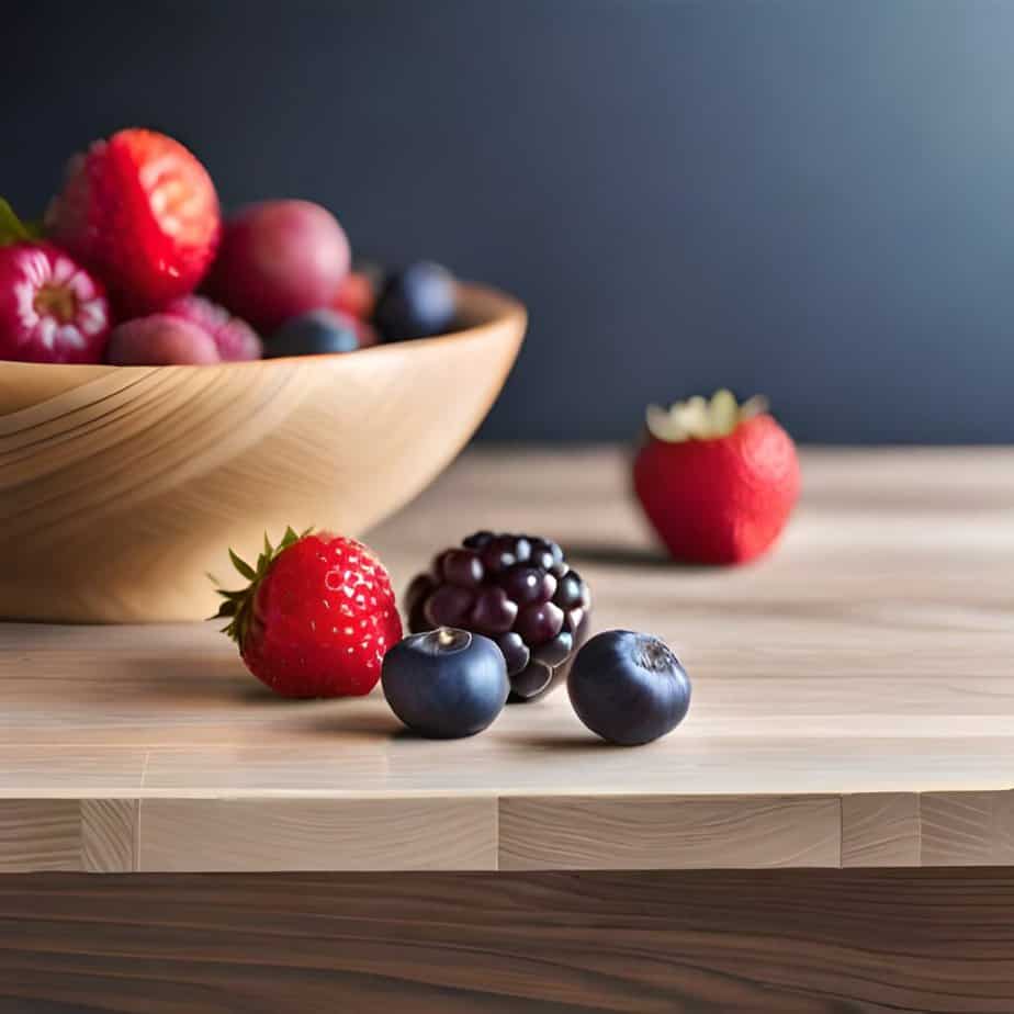 Berries on a kitchen table