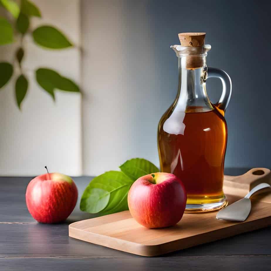 Apple cider vinegar on a kitchen table