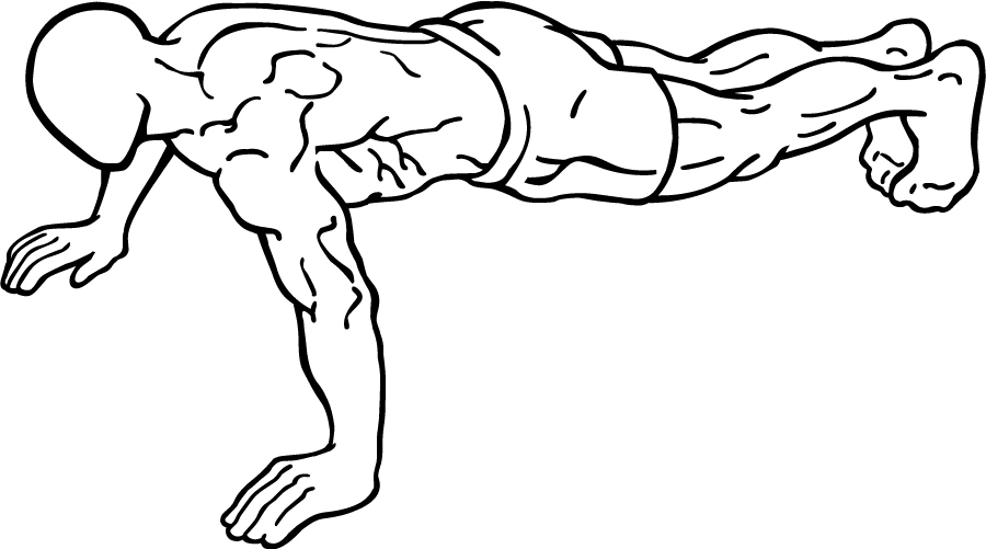 Man does push-ups exercise