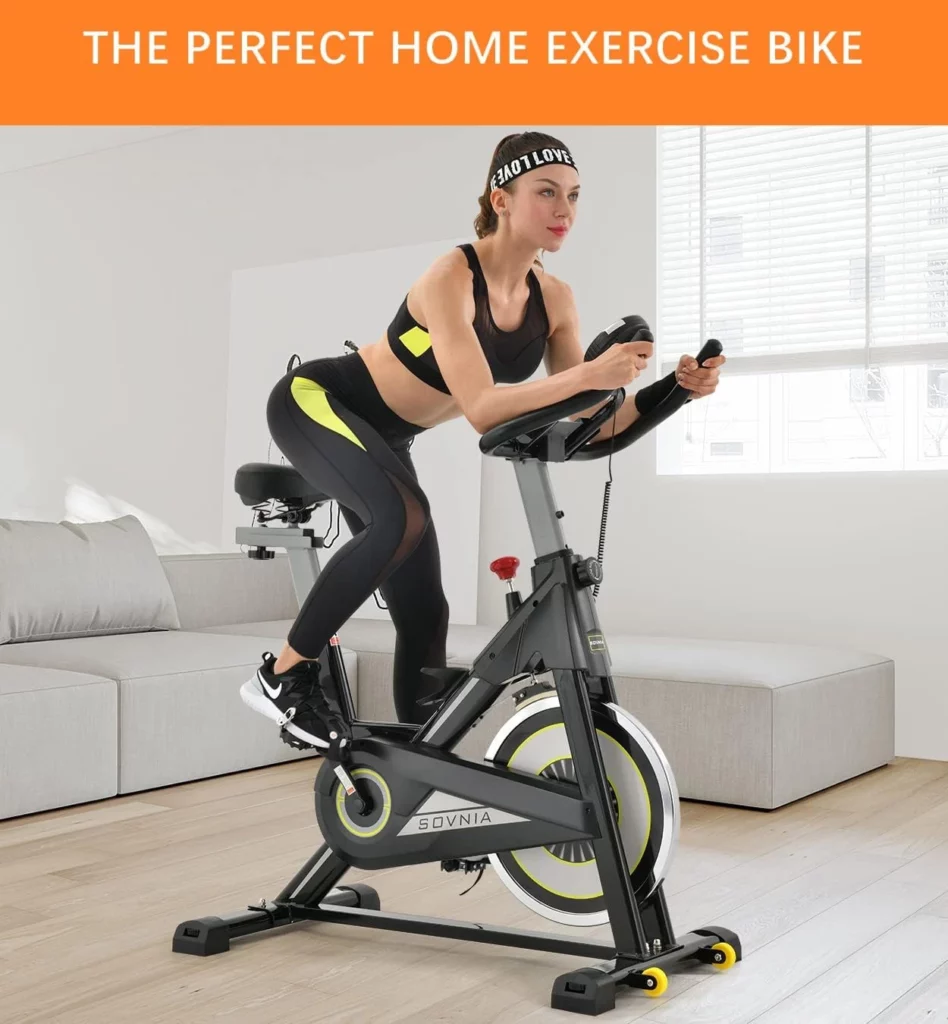 Lady rides on the Sovnia Indoor Exercise Bike