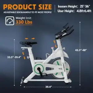 The SogesPower Magnetic Exericse Bike  with its dimensions