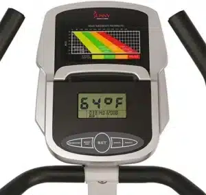 The console of the Sunny Health & Fitness SF-B2952 Upright Bike