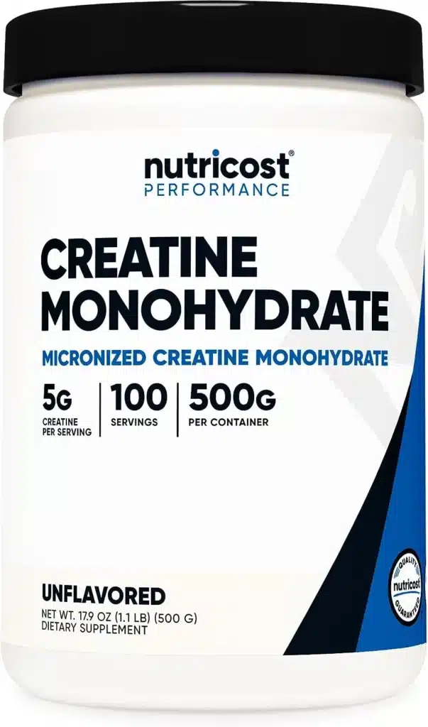 A bottle of Nutricost Creatine Monohydrate