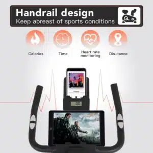 The console, tablet holders, and the handlebar of the PayLessHere Indoor Cycling Bike